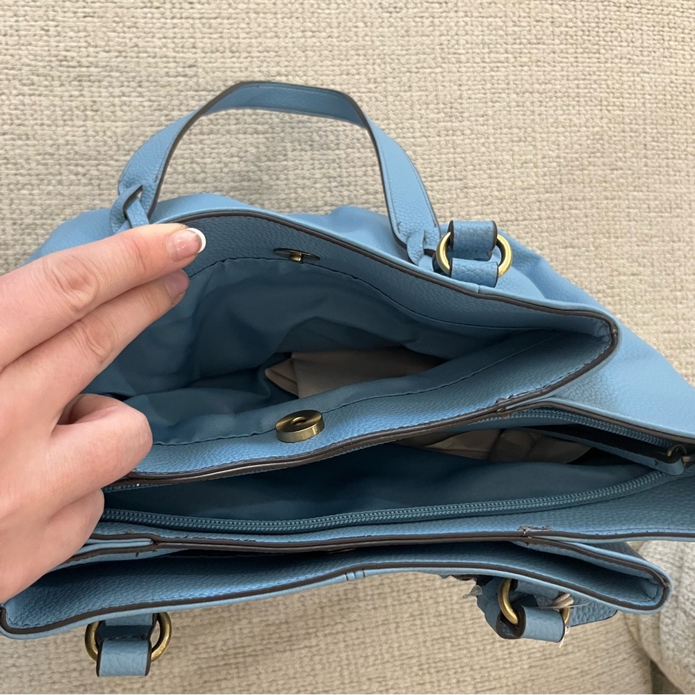St Johns Bay New with Tags Blue Leather Tote Bag - Picture 10 of 10